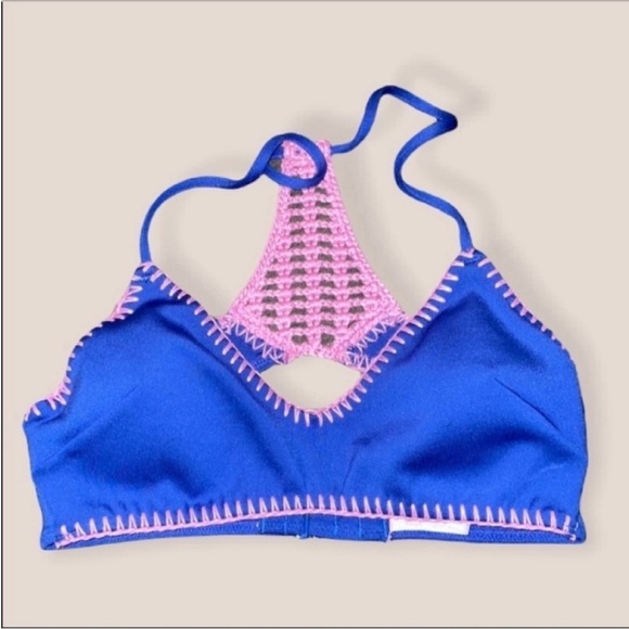 Victoria’s Secret crocheted swim top padded bra Pink & Blue Size XS - Picture 5 of 10